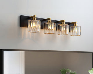 4-Lights Antique Unique Seeded Glass Shade Exquisite Wall Sconces Vanity Light