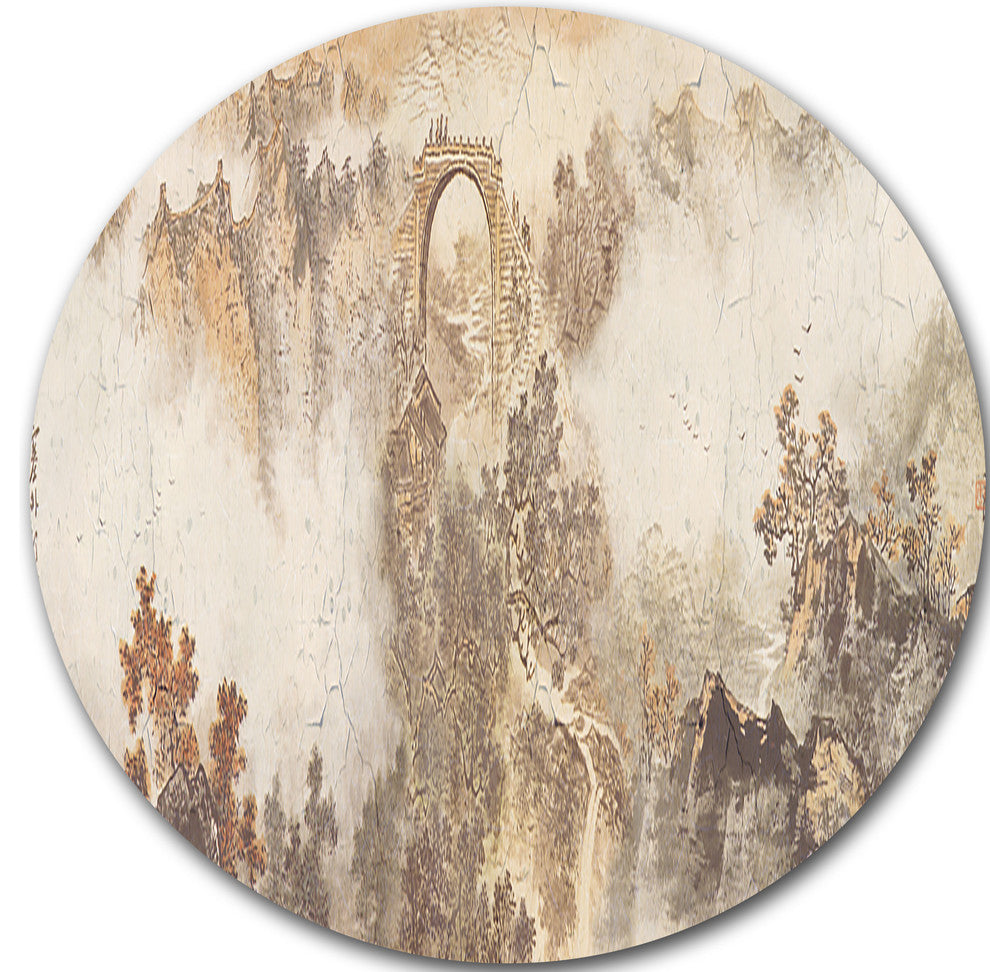 Nature In Vintage Style, Landscape Photo Round Wall Art, 23"