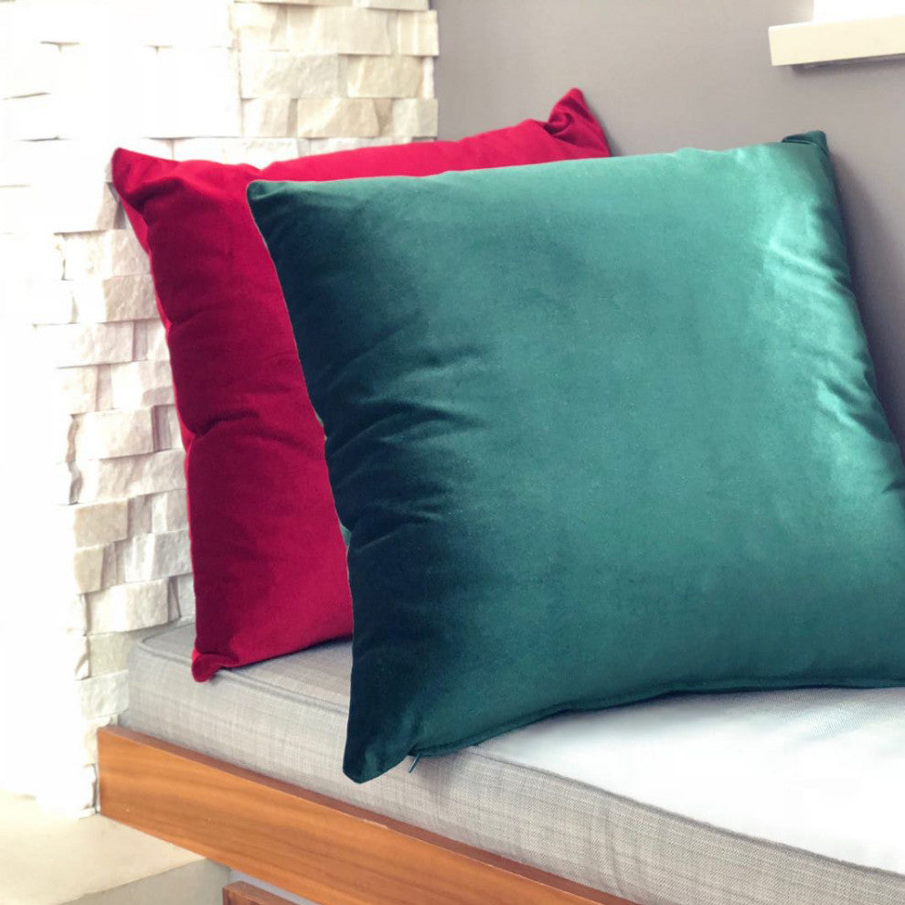 Pillow Decor - Corona Velvet Throw Pillow, Teal, 19"x19"