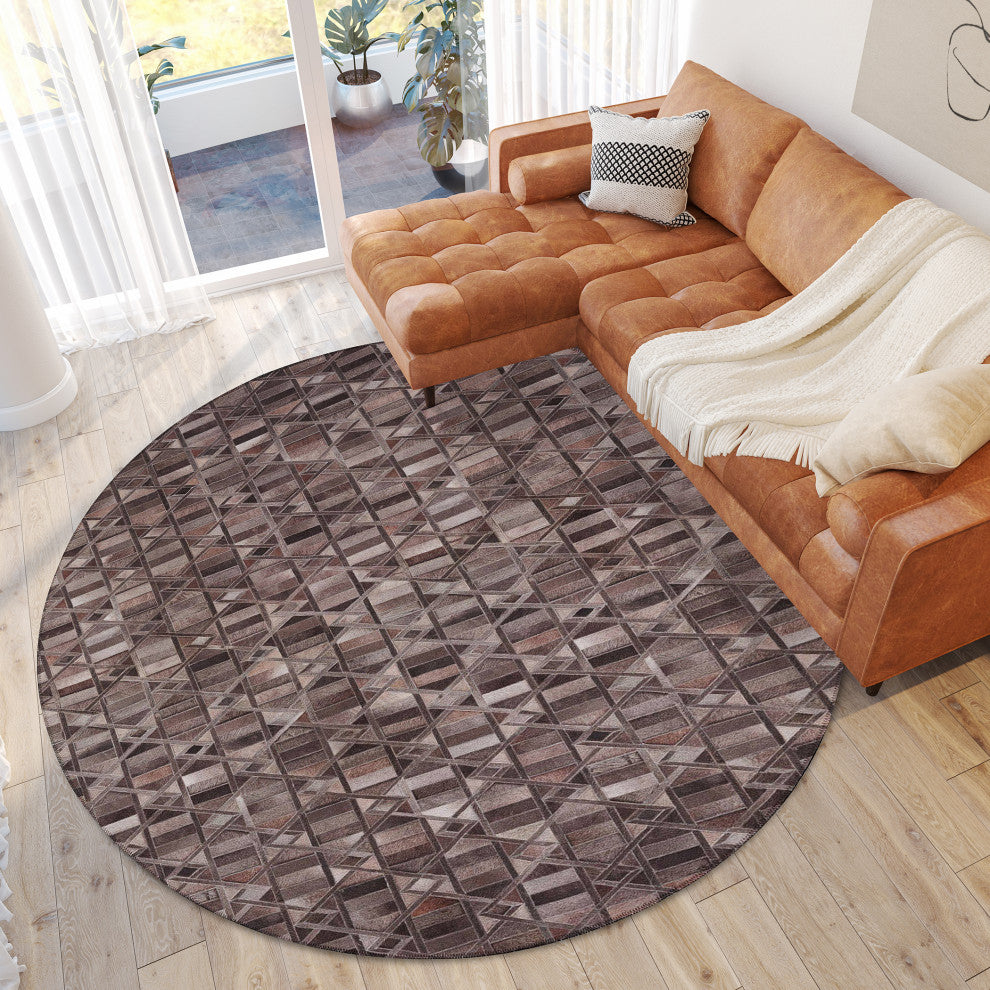 Indoor/Outdoor Stetson SS4 Flannel Machine Washable 8' x 8' Round Rug