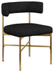 Rivage Durable Linen Textured Fabric Dining Chair, Set of 2, Black, Brushed Gold Finish