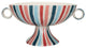 Hand-Painted Stoneware Footed Bowl With Handles and Stripes, Multicolor