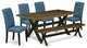 6-Piece Set Table Top and Dining Bench and 4 Linen Fabric Chairs, Black