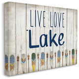 Live Love Lake Phrase Boating Blue Yellow Paddles Word Design,1pc, each 30 x 40