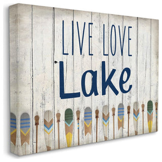 Live Love Lake Phrase Boating Blue Yellow Paddles Word Design,1pc, each 30 x 40