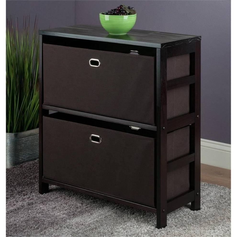 Torino 3-Piece Set Storage Shelf With Black Fabric Baskets