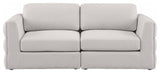 Beckham Linen Textured Fabric Upholstered 2-Piece Modular Sofa, Beige
