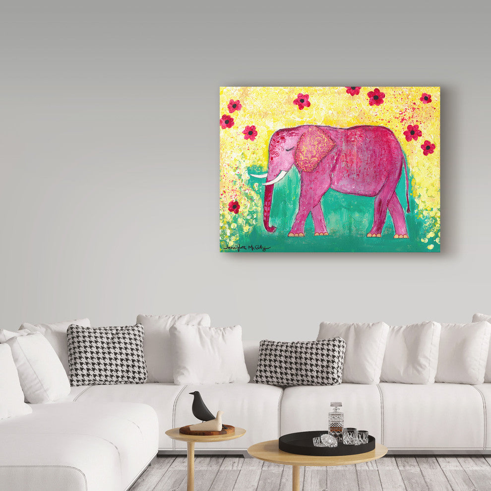 Jennifer Mccully 'Pink Elephant' Canvas Art, 19"x14"