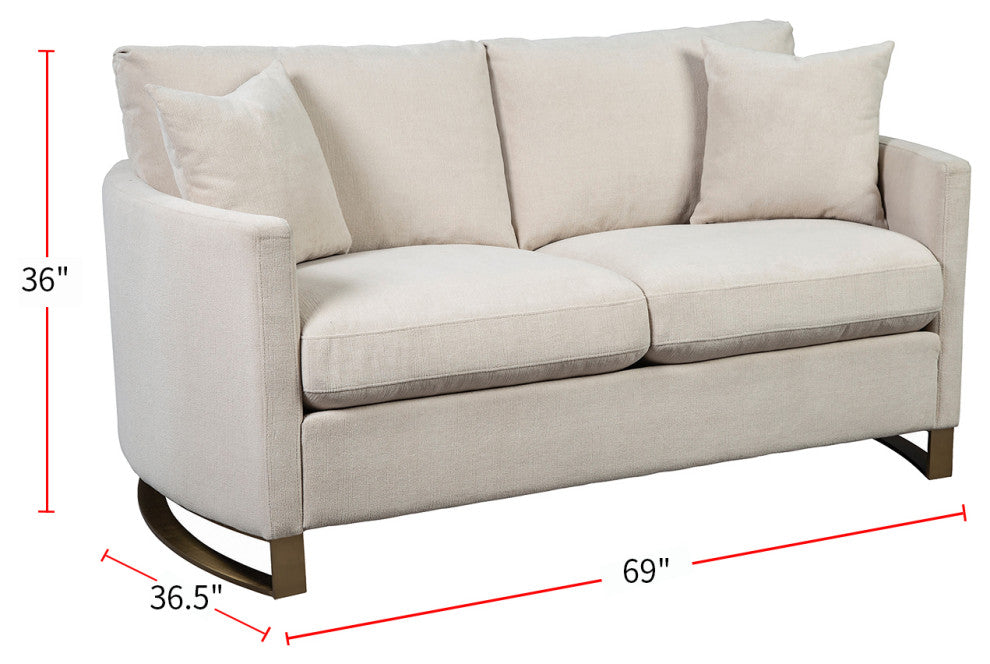 Upholstered Arched Arms Loveseat, Beige