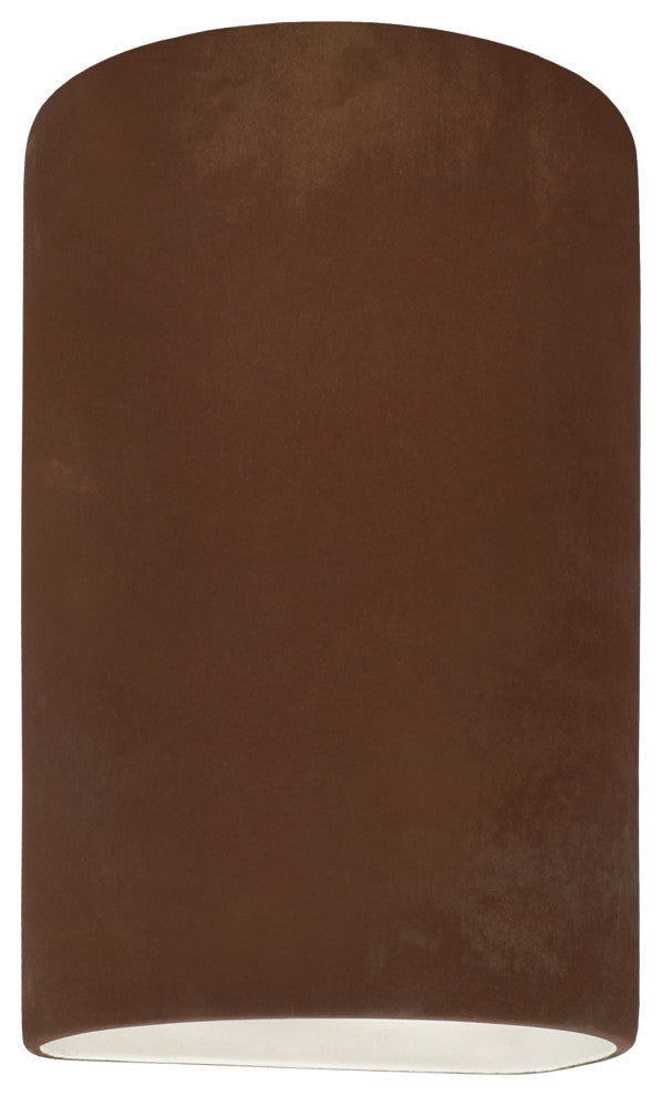 Ambiance LED Outdoor Small Ceramic Cylinder Wall Sconce with Open Top & Bottom, Real Rust