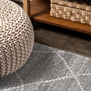 Asilah Moroccan Modern Diamond Runner Rug, Gray, 5'x8'