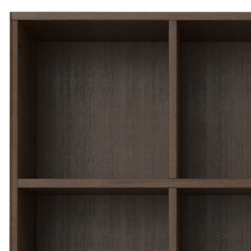 Harper SOLID HARDWOOD Low 6 Cube Storage With Drawers, Walnut Brown