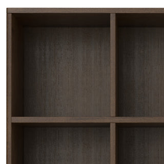 Harper SOLID HARDWOOD Low 6 Cube Storage With Drawers, Walnut Brown