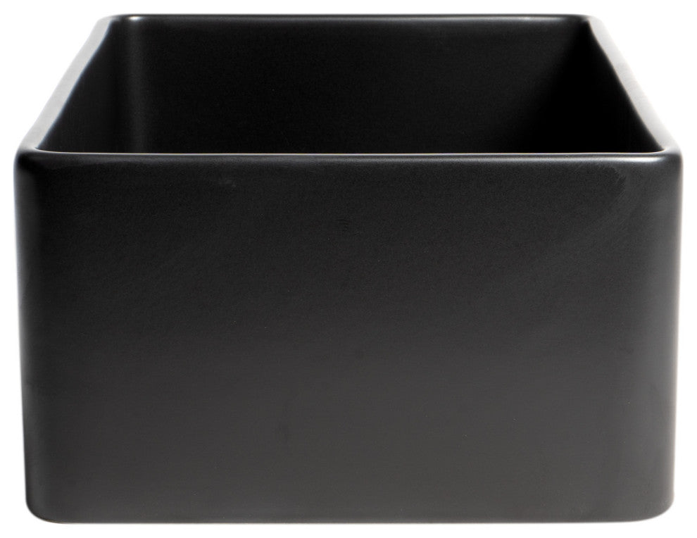 Smooth Apron Fireclay Farm Sink, Black Matte, 30"x18", Single Bowl