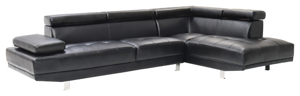 Riveredge 109" W 2 Piece Faux Leather L Shape Sectional Sofa, Black