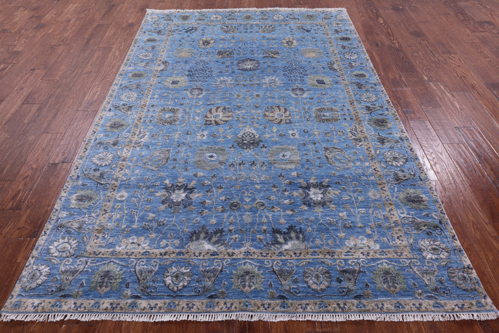 6' 1" X 9' 2" Hand Knotted Wool & Silk Persian Rug - Q13698