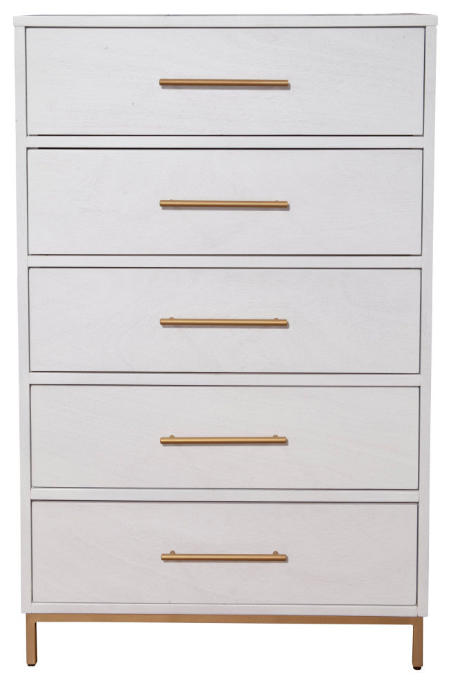 Madelyn Five Drawer Chest, White