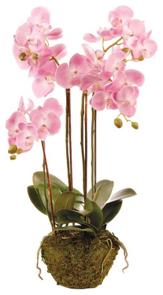 Luxe Pink Phalaenopsis Orchid Faux Floral Artificial Plant 30 in Drop In Flowers