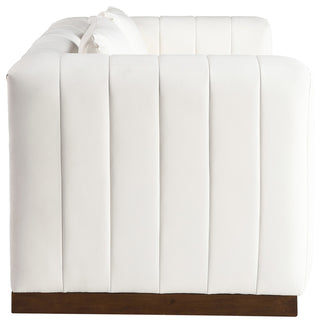 Mallina Upholstered Loveseat, Cream, Vegan Leather