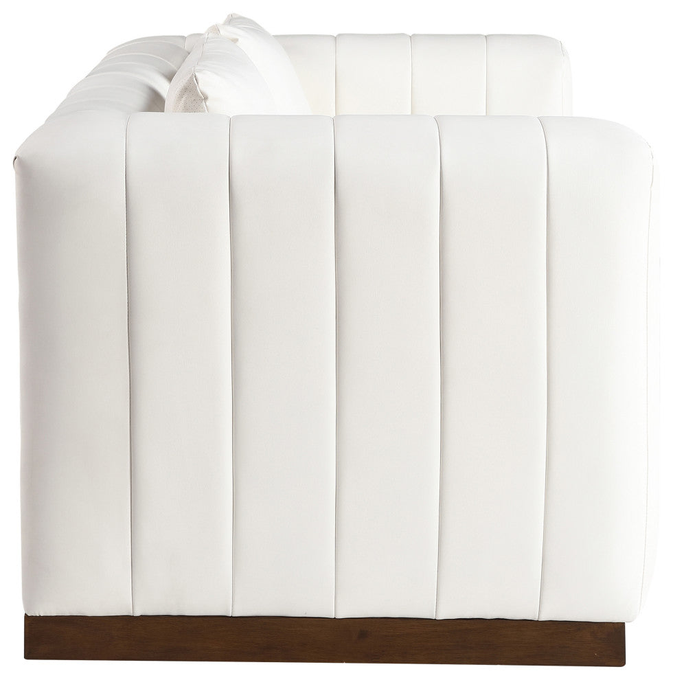 Mallina Upholstered Loveseat, Cream, Vegan Leather