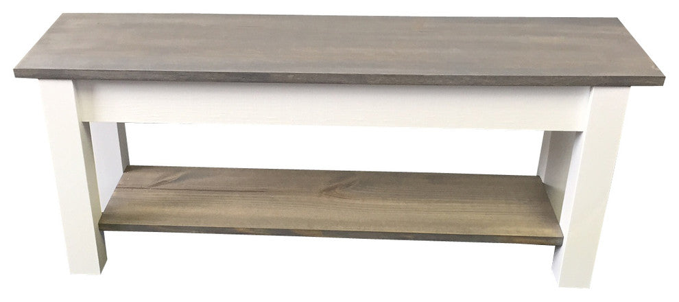 Cottage Bench With Shelf, 36"