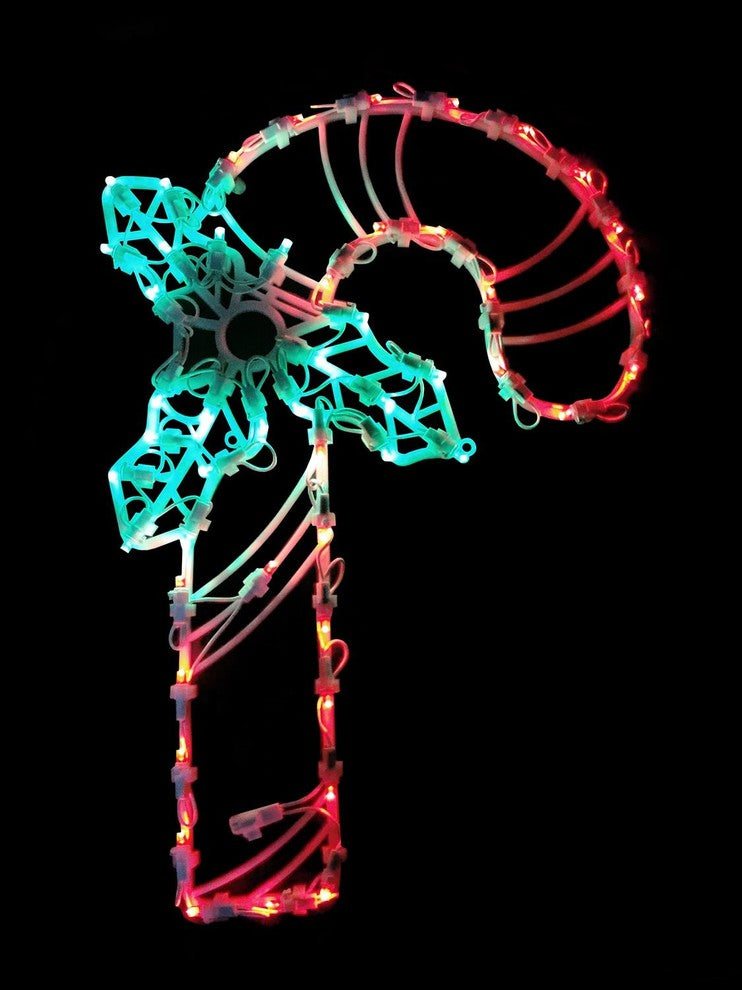 18" LED Lighted Candy Cane Christmas Window Silhouette Decoration