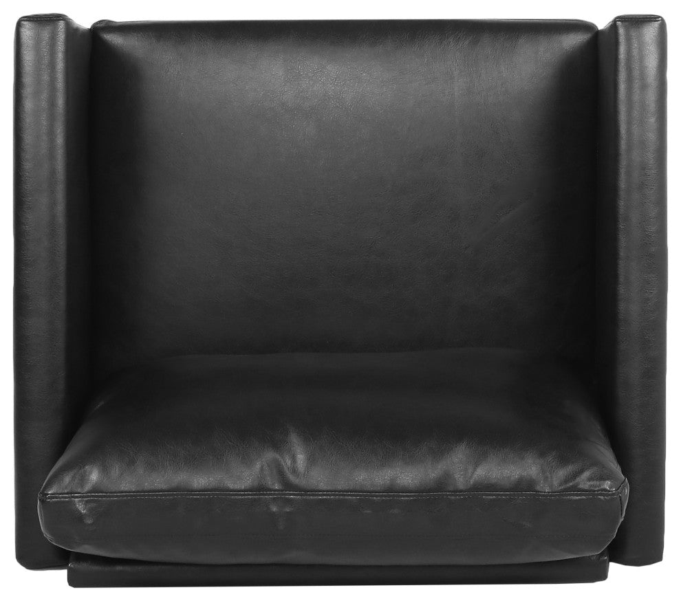 Dowd Mid Century Modern Faux Leather Club Chair, Midnight/Dark Brown