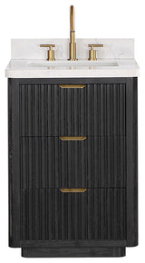 Vinnova Cadiz Bath Vanity, Composite Stone Top, Black, 24", No Mirror
