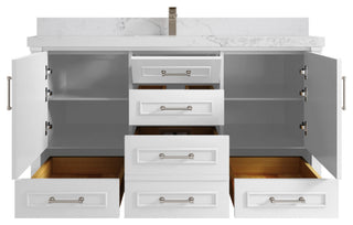 Aberdeen 60 Single Bathroom Vanity in White 2" Calacatta Nuvo