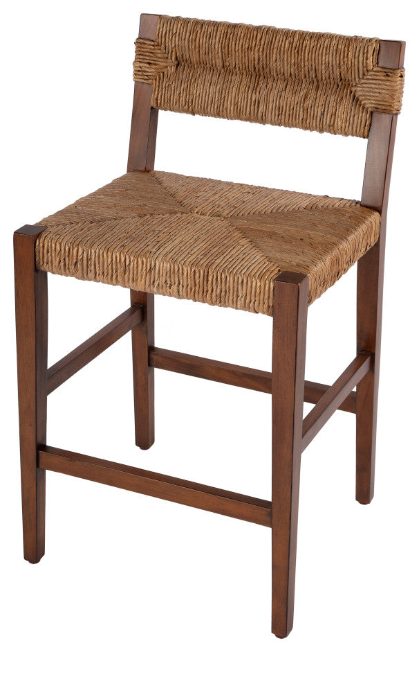 Valencia 25 in. Seat Height Woven Counter Stool With Back