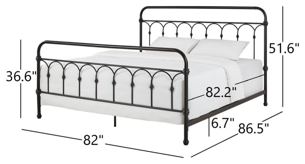 Maverick Rustic Metal Bed, Dark Bronze, King