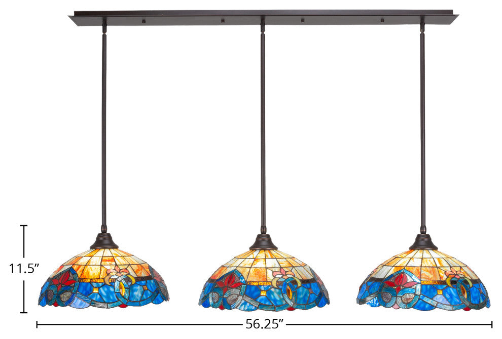 Stem 3-Light Pendalier with Hang Straight Swivel, Dark Granite/Sierra Art