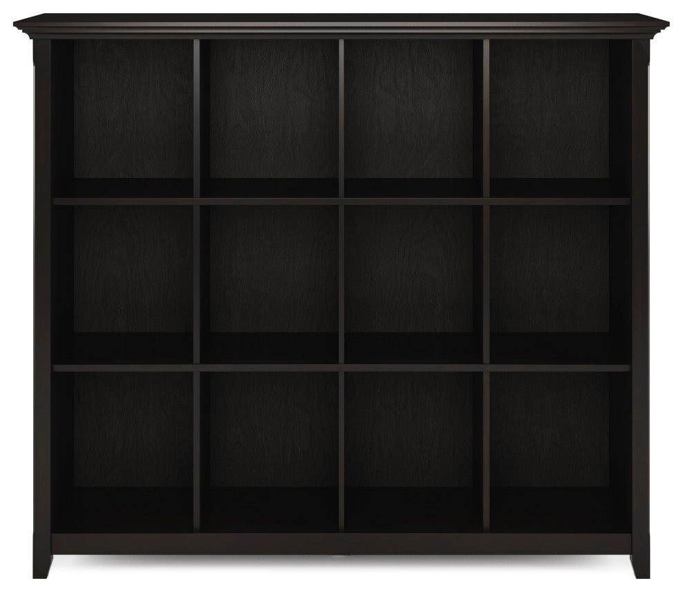 Amherst Solid Wood 12 Cube Storage Bookcase, Hickory Brown