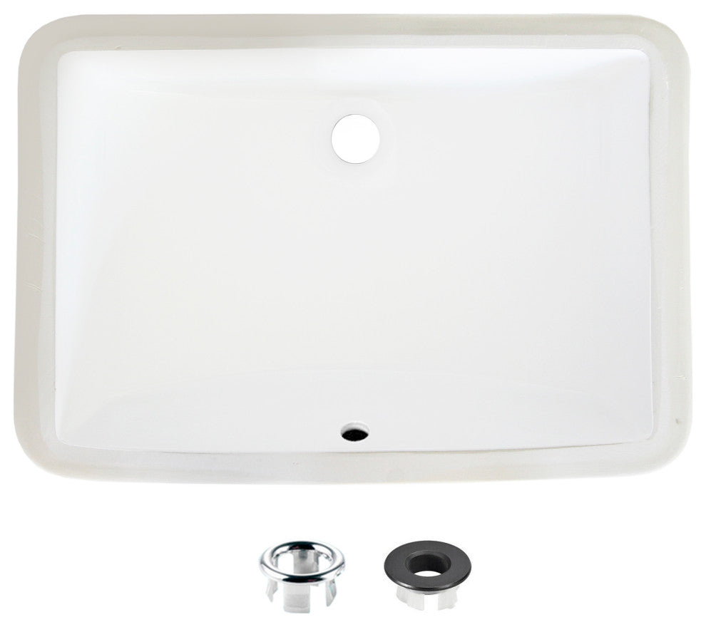 STYLISH 21" Rectangular Undermount Ceramic Bathroom Sink, 2 Overflow Finishes