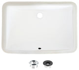 STYLISH 21" Rectangular Undermount Ceramic Bathroom Sink, 2 Overflow Finishes