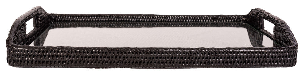 Rectangular Tray With Glass Insert, Tudor Black, 14"x10"x1"