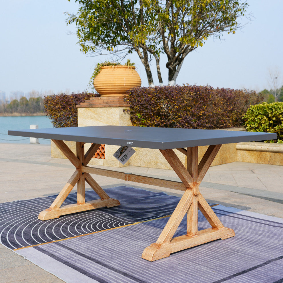72" Aluminium Coated Dining Table with Umbrella Hole