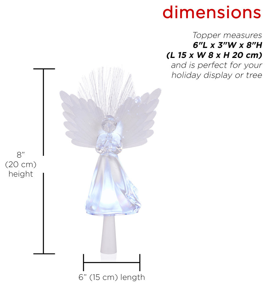 Angel Tree Topper with Fiber Optic Wings and LED Lights