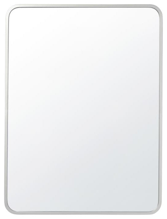 Jada Decorative Wall Mirror with Rounded Corners, Matte Silver, 40" X 30"