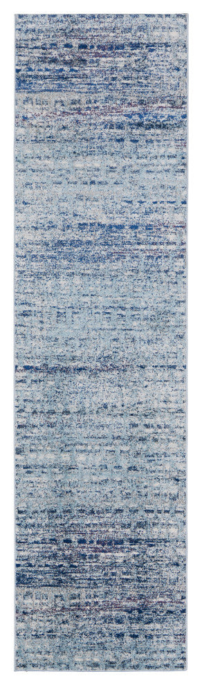 Weave & Wander Adelmo Abstract Contemporary Rug, Blue/Ivory, 2'8"x10'