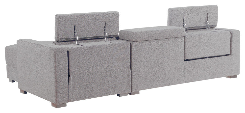 Zara Power Reclining Sectional, Light Gray