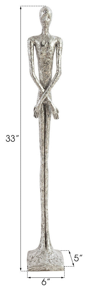 Skinny Male Sculpture, Silver Leaf, Small