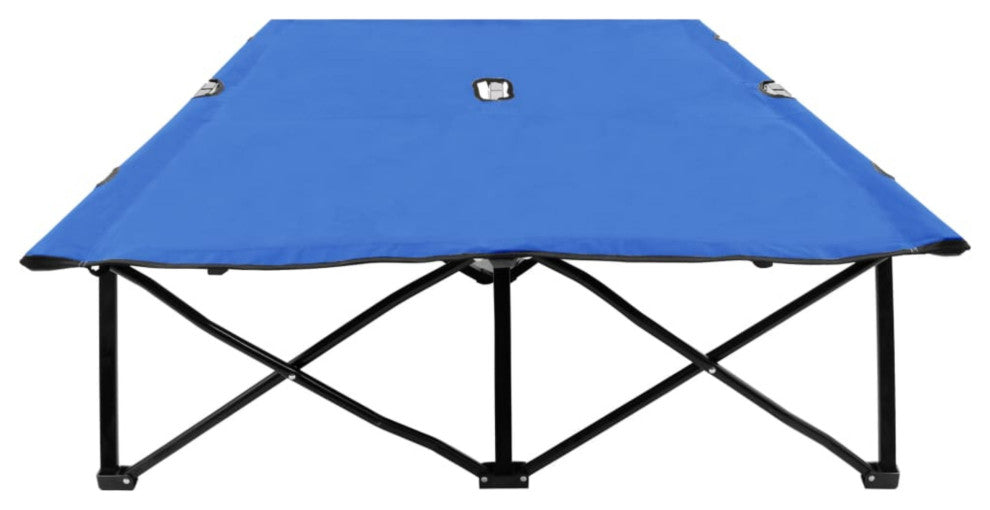 vidaXL Two Person Folding Sun Lounger Blue Steel