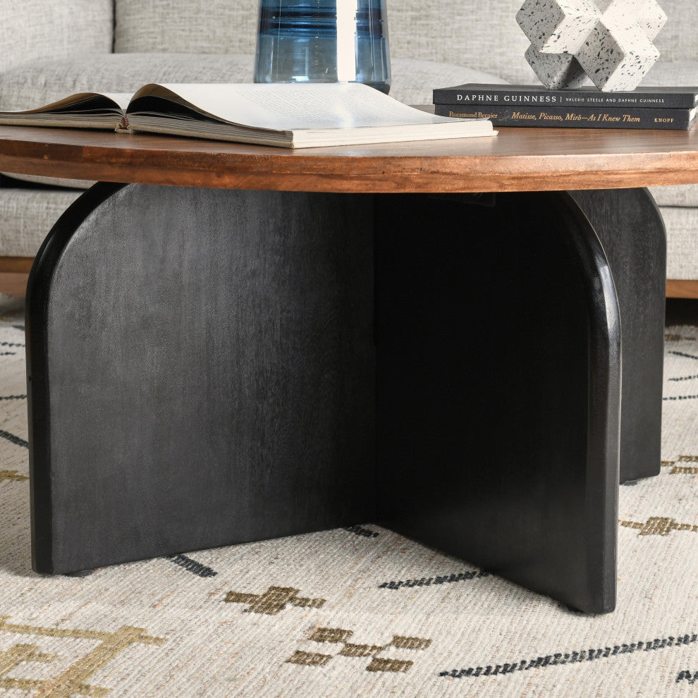Penelope Mango Wood Two-Tone Coffee Table, Black