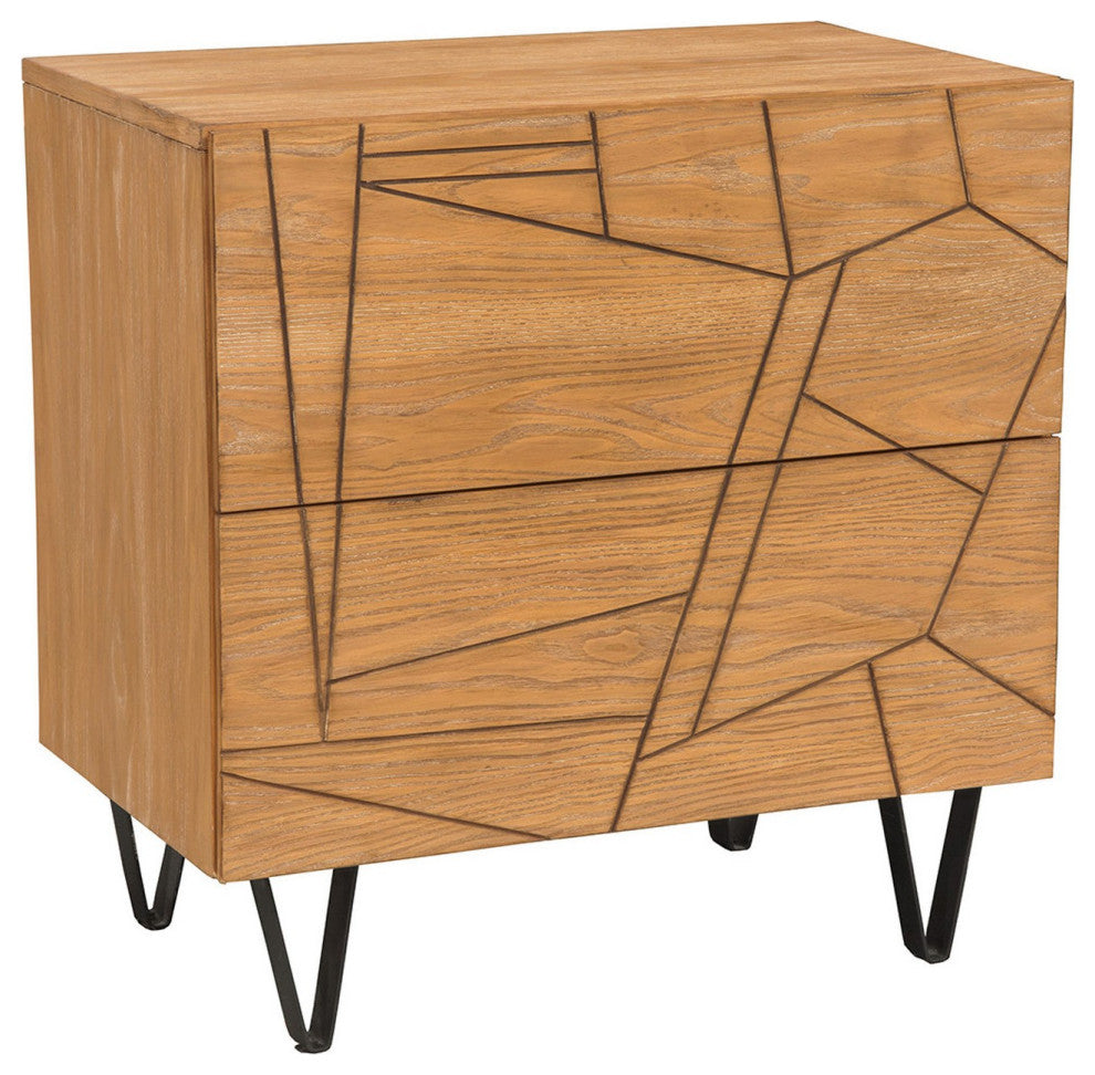 Natural Abstract 2 Drawer Nightstand