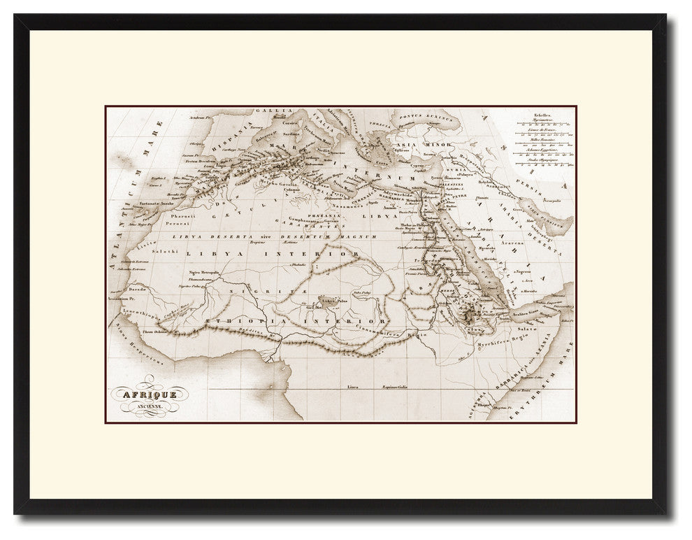 Ancient Africa Vintage Sepia Map Canvas Print, 16"x21"