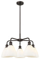 Bristol Glass-5 Lt 26"Stem Chandelier-Oil Rubbed Bronze Finish-Matte White Shade