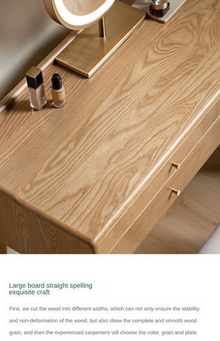Ash Wood Dressing Table, Walnut Color/ Makeup Table 31.4"