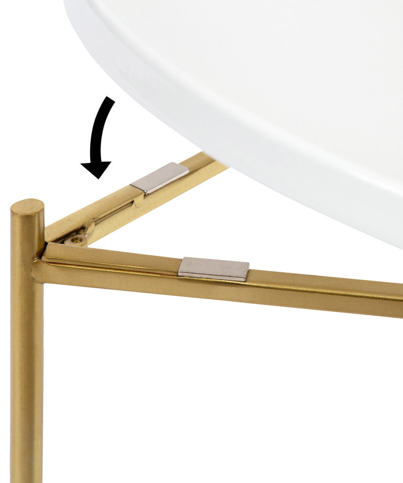Ulani Coffee Table Set, White/Gold 2 Piece
