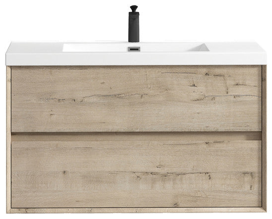 Ashley 42'' Floating Vanity, Acrylic Top, Light White Oak